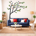  Nature-inspired wall sticker with black branch and floral accents