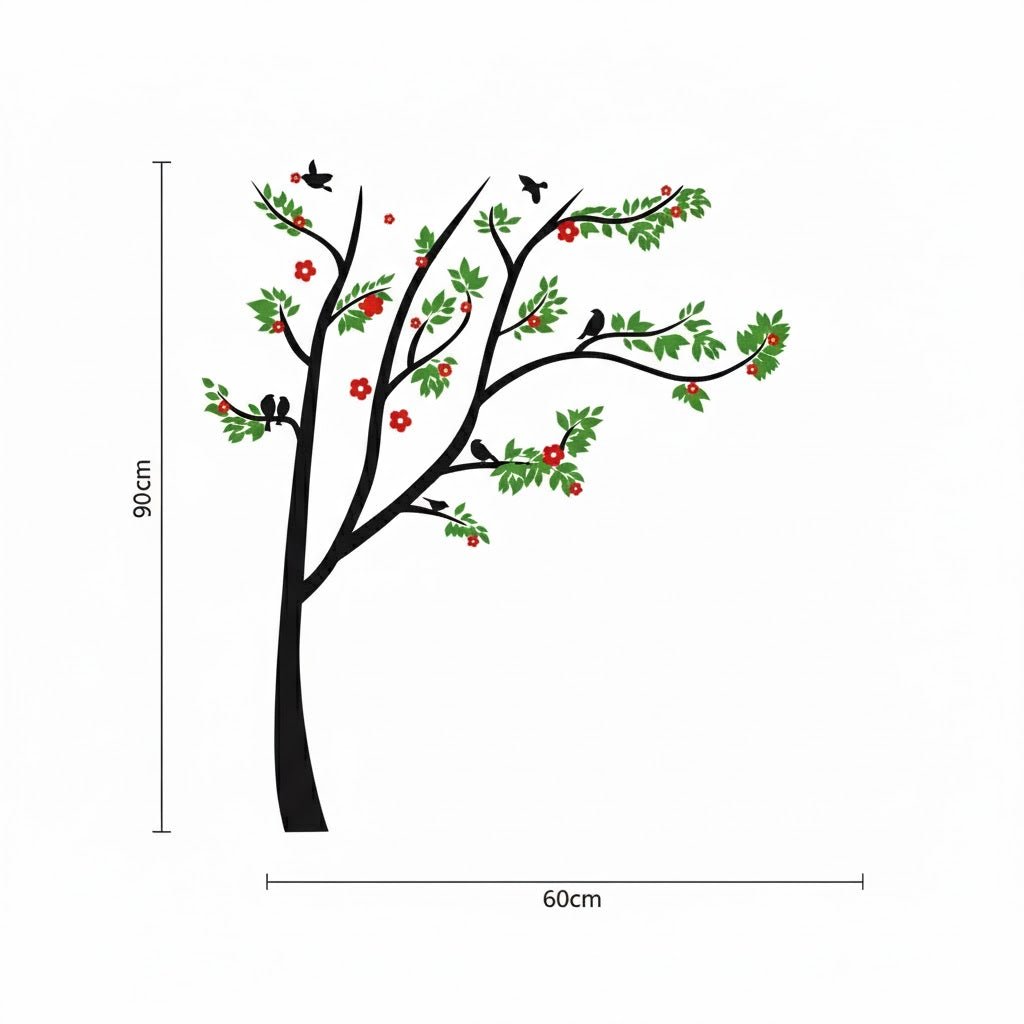 Full view of nature wall decal in modern home setting