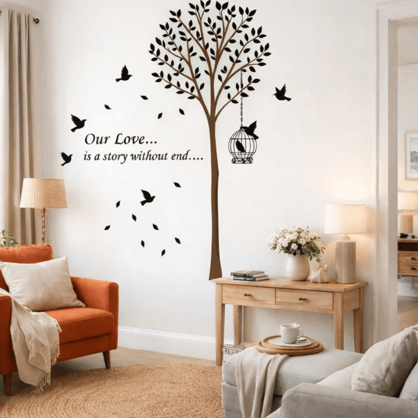  Elegant tree and bird wall sticker for bedroom and hall decor